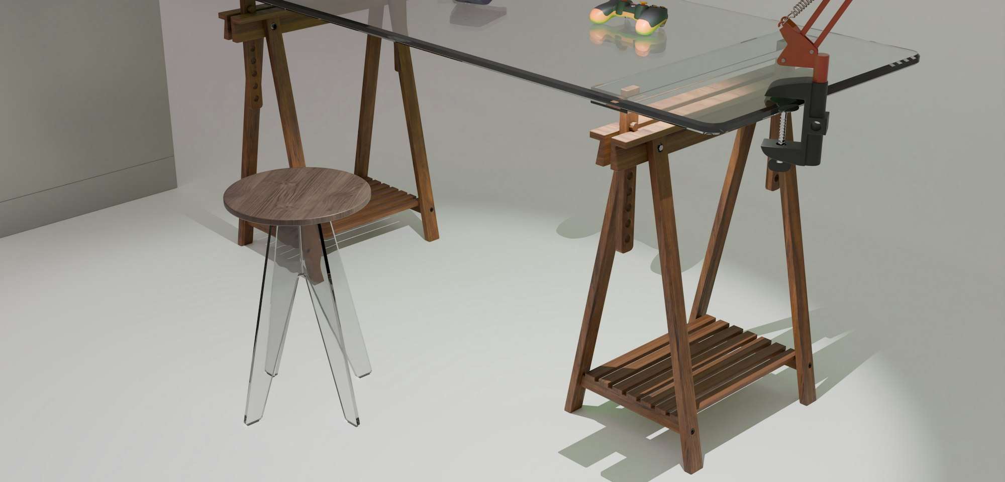 Table de travail sur tréteaux